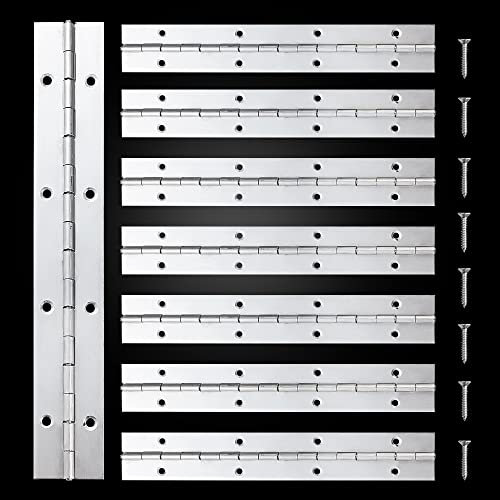 FVSEC 8 Pack 8 Inch Piano Hinge, Heavy Duty Continuous Hinge with Holes for Cabinets Boat Marine Door, 304 Stainless Steel 0.04 Leaf Thickness 1.2'' Open Width …