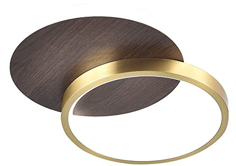 Elksdut Plafonnier LED Moderne, Plafonnier Semi-Encastré au Design Géométrique, Plafonniers de Couleur Noyer Lustre Acrylique Luminaires pour Salon Chambre Cuisine, 6000K Blanc Froid