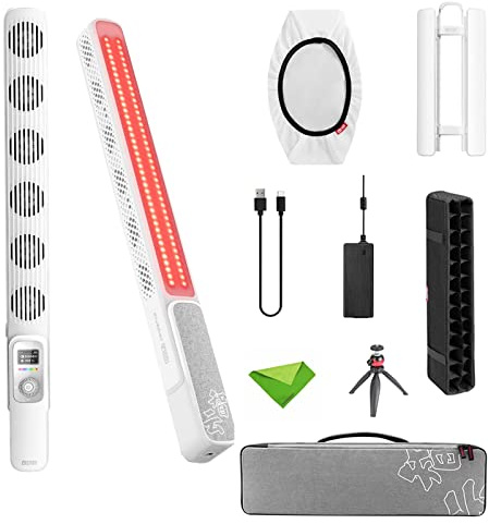 Zhiyun F100 Light Wand RGB LED Videoleuchte 100W 20708 Lux 2700K-6200K CRI?96 TLCI?97 6FX Lichteffekt Schnellladelicht Stick für YouTube, TikTok, Streaming mit Gitter (FIVERAY F100 Combo Weiß)