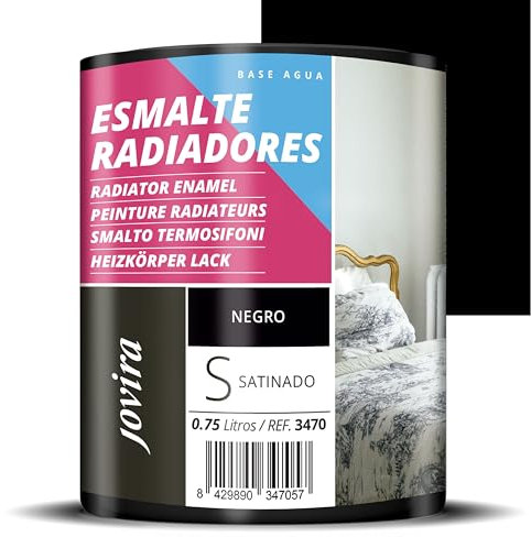 JOVIRA PINTURAS Smalto per radiatori a base d'acqua, decora e protegge tutti i tipi di radiatori ad acqua e tubi di riscaldamento, 750 Millilitri, Nero