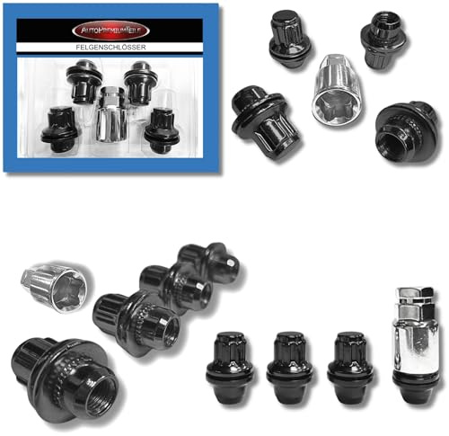 Lot de 4 écrous de jante M12 x 1,5 à collerette plate compatible avec Citroën Jaguar Lexus Mitsubishi Peugeot Subaru Suzuki Toyota 4 x écrous de jante noirs
