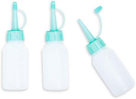 Craftelier - Set de 3 Botellas Flexibles con Tapa de Rosca y Tapón | Aplicador para Pegamentos, Tintas y Materiales de Scrapbooking y Manualidades | Medidas Aprox. 12,5 x 3,5 cm | Capacidad 60 ml