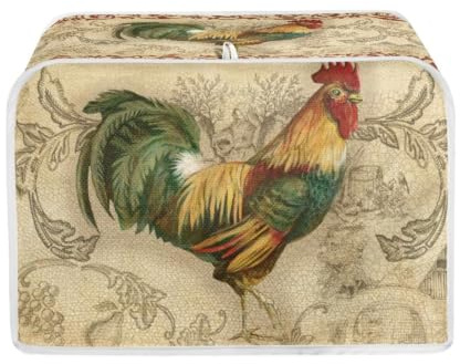 STUOARTE 2 Slice Toaster Appliance Cover Vintage Rooster Print Toaster Cover Washable Dustproof Microwave Oven Dust Cover Bread Maker Cover Kitchen Decorative Protector