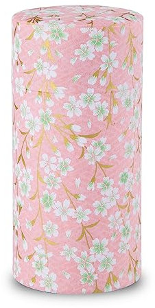 NOREN] Japanische Washi Teedose für Losen Tee 200g (Kyousakura - Rosa) / Mit Luftdichtem, Feuchtigkeitsbeständigem, Innenverschluss