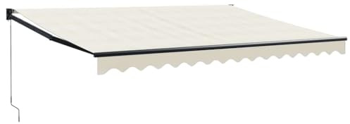 vidaXL Markise, Sonnenmarkise Einziehbar, Gelenkarmmarkise mit Kurbel, Terrassenmarkise Balkonmarkise Sonnenschutz, Creme 4x3m Stoff Aluminium