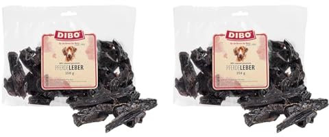 DIBO Pferde-Leber, 250g-Beutel, der kleine Naturkau-Snack oder Leckerli für Zwischendurch, Hundefutter, Qualitätskauartikel ohne Chemie von DIBO (Packung mit 2)