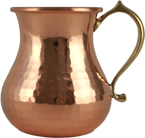 DEDE Copper - CC Series (12 oz) - Super Heavy Weight Drinking Cups or Serving Cold Beverages and Cocktail Mugs, Unlined Uncoated 100% Pure Copper Tumblers with Cast Handle (Hammered)