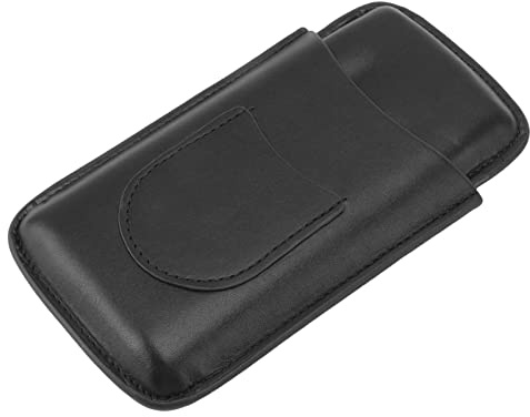 AUNMAS Cigare en Cuir de Voyage Portable, étui à Cigarettes en Cuir capacité 3 Pièces Cave à Cigares Support D'étui à Cigares à Coutures Fines (Black)