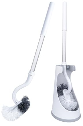 SUIXI Brosse Toilettes WC (Lot de 2) – Supports avec tête Semi-Circulaire et Manche incurvé de 45 cm, Nettoyage Efficace des Bords et Zones Difficiles d'accès