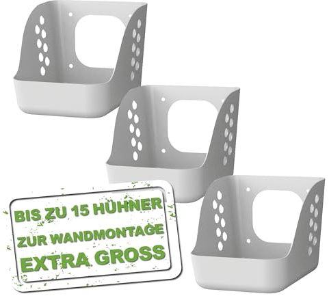 MeineHennen Legenest Hühner 3er Set Basic Nest ECO Grau – Hühnernest zur Wandmontage für bis zu 15 Hennen – Einstreunest aus Kunststoff – Geflügelnest Hühnerstall Zubehör stabil & leicht zu reinigen