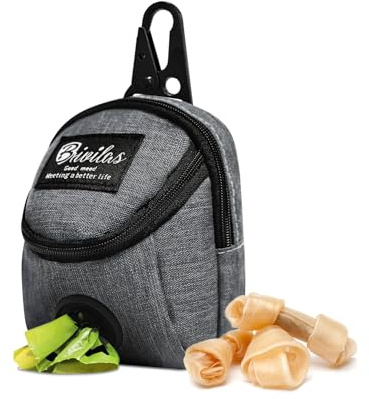MultiValue - Borsa multifunzionale per snack per cani, borsa per addestramento in tela Oxford impermeabile con distributore di sacchetti per bisogni per cani (Grigio, A)
