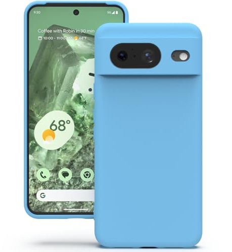YATWIN Hülle für Google Pixel 8, Silikon Handyhülle mit Futter, 1mm Kamera und Displayschutz, Dünn & Leicht, Anti Kratzer Case, Himmelblau