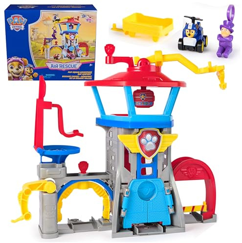 PAW Patrol: Air Rescue Pup Squad Adventure Bay Flughafen-Spielset mit Chase-Spielzeugauto-Fahrzeugwerfer, Kinderspielzeug für Jungen und Mädchen ab 3 Jahren