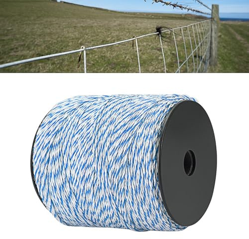 Electric Fence Wire, 500m Upgraded Fence Wire, 6 Strand Polywire Electric Fence Wire Reel with Black Chuck for Livestock Cattle Sheep Horse Pets Crop