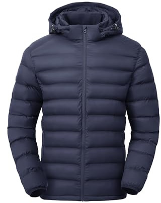 Gopune Leichte Daunenjacke für Herren, abnehmbare Kapuze, wasserabweisend, Puffy, Winter-Daunenjacken für Schnee, Skifahren, Reisen