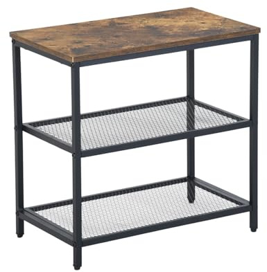 FurnitureR 3-Tier Küchenregal, Schreibtisch Storage Organizer, Stehende Gewürzregal für Arbeitsplatte Küche Wohnzimmer Badezimmer, Industriedesign, Vintage Braun