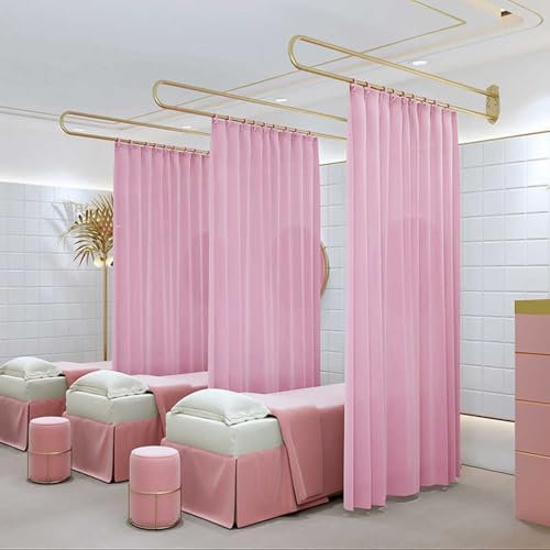 CHZDPP Beauty Salon Partitions Separator with U-Shape Metal Support Pole, Wall Divider for Rooms, Room Separating Divider for Complete Privacy Protection(Pink,Rod Length 2.3m/7.5ft)