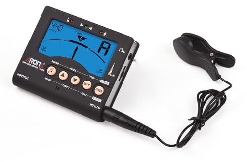 Btuty Gitarren Stimmgerät mit Metronom, LCD Display für Gitarre Bass | Chromatisches Stimmgerät mit Metronom, Clip-Tonabnehmer und LCD für Gitarre, Bass, Ukulele, Violine und Bühne