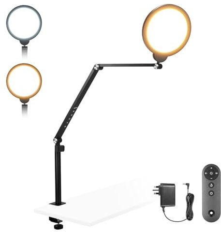 NEEWER Basic 18W 7 Desktop Ring Light for Streaming Video Conference Lighting, 3000-6500K Dimmable Full Screen LED Circle Light with Articulating Arm& C Clamp for Phone/Computer Zoom Call Record, R18