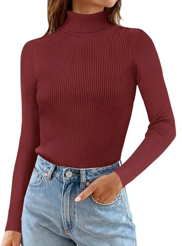 sous Vetement Thermique Femme sous Pull Chauffant pour Femmes - Col Montant -Décontracté, Tee Shirt Femme à Manches Longues Debardeur Femme Coton Hauts Thermiques Femme Couleur Uni Pas Cher