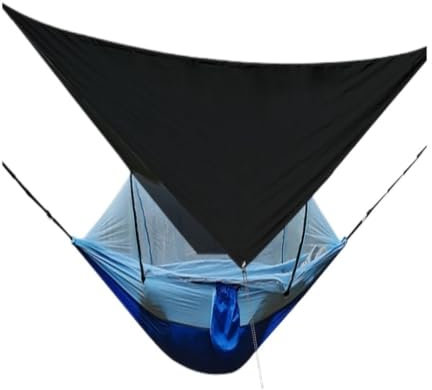 Tragbare Doppel-Hängematte mit Anti-Rollover-Design, Moskitonetz und Reisetasche, ideal für Camping, Outdoor-Abenteuer und Entspannen, in blauer Farbe, leicht und langlebig, Option zum Schlafen und