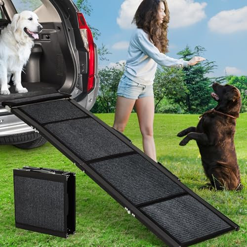 GarveeLife Hunderampe für Autos, Aluminium, Schwarz, 160 x 50 cm, 113,4 kg