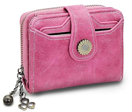 AdiStylinno Petit Portefeuille Femme, Cuir RFID Blocage Porte Monnaie et Poche Avant, Femme Portefeuille et Porte Carte avec Fenêtre D'identité et Compartiment à Monnaie Zippé
