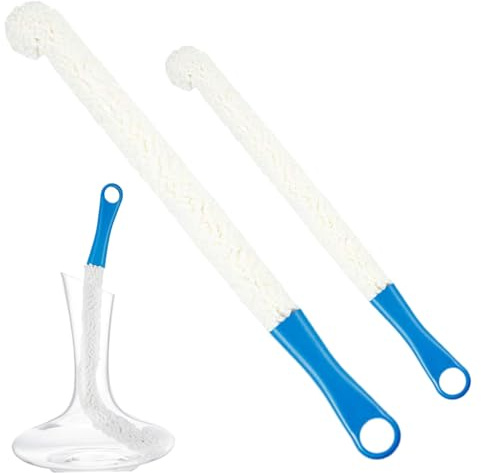 Wine Decanter Cleaning Brush, 2PCS 17/18 Inch Flexible Bottle Brush with Handle Easy to Use Hanging Bottle Cleaning Tools for Goblets Glasses Cups Wine Decanter