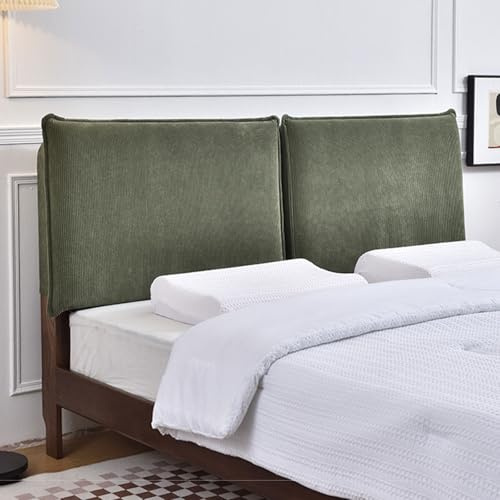 Copritestiera del letto Cuscino da lettura In Velluto A Coste, Matrimoniale Singolo Supporto Per Schiena Del Letto, Testiera A Parete Imbottito Copertura Testata(With headboard - 160x60x10cm,Green)
