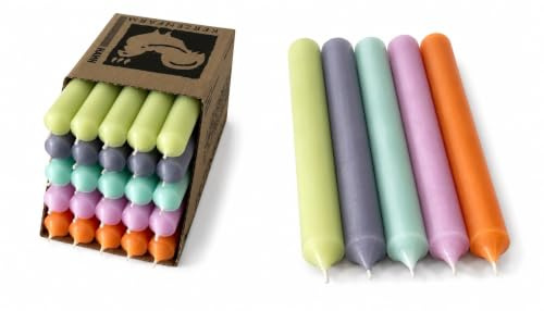 Kerzenfarm Hahn Stabkerzen bunt Kerzenset 25 Stück - Premium Qualität Made in Germany - 22mm Durchmesser, 18cm Länge bunte Kerzen durchgefärbt - Stabkerzen pastellfarben - Tafelkerzen Set 11