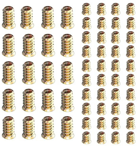 40 pièces Insert Fileté Bois M4 x 10mm Inserts D'écrou pour Meubles en Bois Contreplaqué Composite en Pin