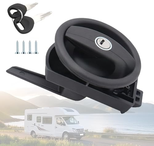 Serrure Camping-Car Ronde avec Clé, Serrure Caravane Porte, Sans Perçage | Serrure Porte Camping Car avec Ouverture Clé/Intérieur, Acier Inox 304, étanche, Montage Sans Perçage pour Portes 28-36 mm