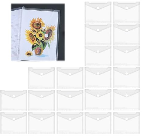 20 Pcs Dokumententasche A5,Dokumentenmappe zum Abheften Wasserdicht,A5 Klarsichthüllen mit Klettverschluss,KlarsichthüllenA5,DokumentenmappeA5,für Dokumente Organisieren mit Lochrand