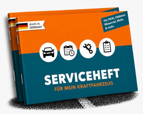 Falkenhorn® Serviceheft Auto | Universal Scheckheft, Inspektionsheft & Wartungsheft für KFZ, PKW, Oldtimer, UVM, 15 Inspektionen, Fahrzeugdaten, Halterwechsel & Notfallnummern, Made in DE, 2er