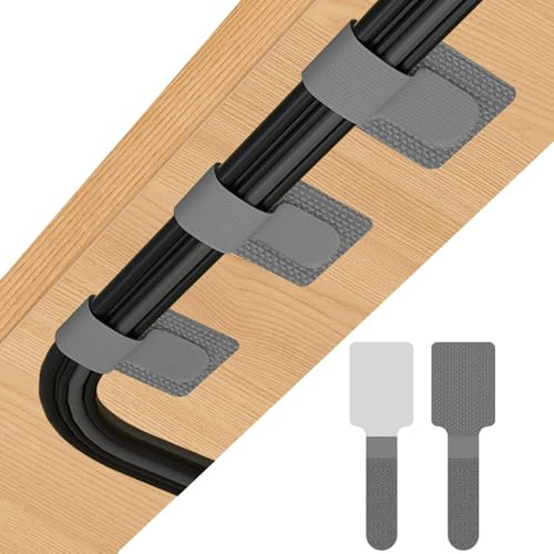 Redamancy 60 Sujeta Cables Autoadhesivos Reutilizables para Escritorio, Organizador de Cables Eléctricos y USB bajo la Mesa, Adhesivo Ultraresistente sin Herramientas, Gris
