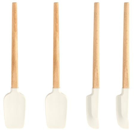 DUINIU Espátula De Silicona De 2 Piezas con Mango De Madera, Espátula para Pasteles De 2 Piezas, Espátula para Hornear Crema, Espátula Estrecha, Herramienta para Mezclar En La Cocina.
