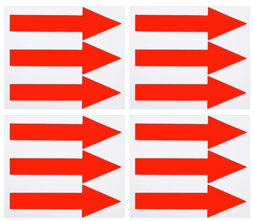 12Pcs Red Arrow Sticker for Signs, Adhesive Large Arrow Stickers Removable Waterproof Marking Stickers for Flow Direction Road Instructions (20X6cm/7.9X2.36in)