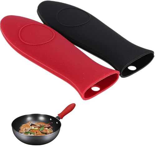 2 Pcs Silicone Pan Handle Covers Heat Resistant Pan Handle Cover Protector Washable Pan Handles Silicone Hot Handles Holder Grips Gripper for Cast Iron Skillets Metal Frying Pans Protect Your Hands