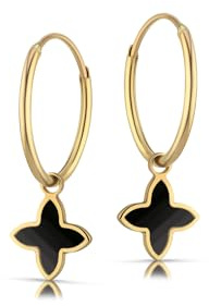 LAMUR Ohrringe aus 585er-Gold, Goldohrringe für Damen, Damenschmuck aus Gelb- & Weißgold, Englischer Verschluss, Goldschmuck mit Reinigungstuch & Geschenkverpackung, (Blume)