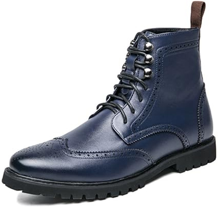 ENWIND Stivali da Moto da Uomo con Stringati Chukka Stivali Cerniera Stivaletti da Brogue,Blu,42 EU