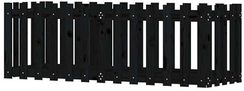 Bancal de madera de pino maciza, 150 x 50 x 50 cm, diseño de lamas, color negro, bancal elevado para jardín, terraza o balcón, duradero y resistente a la intemperie