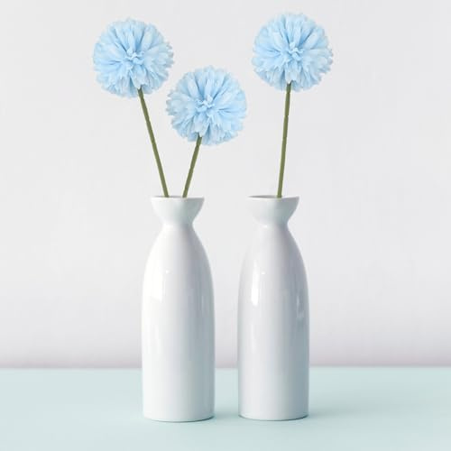 Eawfgtuw Ramo de bolas de crisantemo artificial, 12 piezas/10 piezas de flores de seda de 32 cm de altura para el hogar, estante de mesa, boda, fiesta, arreglo, decoración en blanco, azul, verde, rosa