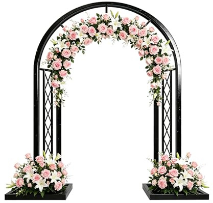 Da giardino rinforzato alto 7,55 piedi, traliccio di rose del parco, passerella for pergolato in ferro battuto, robusto saldato e resistente al, nero.(260 * 230 * 40cm)