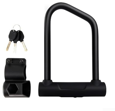 Bicycle U Lock with for braided Cable - Heavy Duty Anti-Theft Lock for Electric Motorcycles Double Sided Security Outdoor 23x15.8cm(U-Shaped)