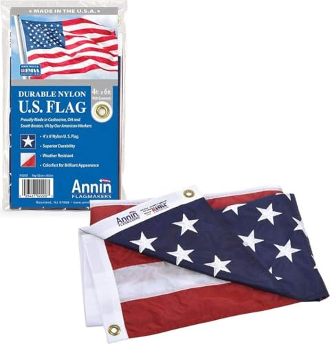 Annin Flagmakers Bandiera americana SolarGuard Nyl-Glo, per tutte le stagioni, 1,2 x 1,8 m (modello 2220)