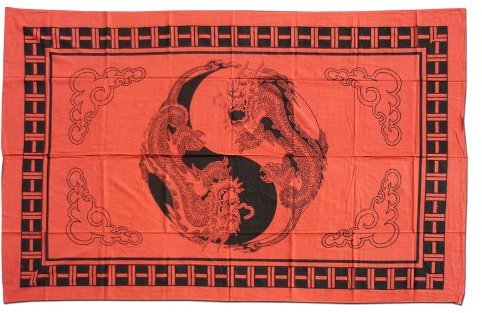 Wandtuch Yin Yang mit Drachen Goa Tuch Wand Tagesdecke