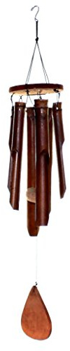 Budawi® Bambus Windspiel | sanfte Klangspiele aus Holz | harmonisches Deko Windspiel für Balkon & Garten