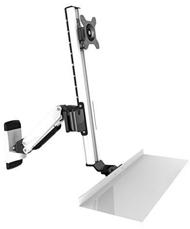 HFTEK - Workstation Monitor Halterung Halter Wandhalterung für Bildschirme von 13-34 Zoll mit VESA75 / 100 - Tastaturablage (FY15WS)