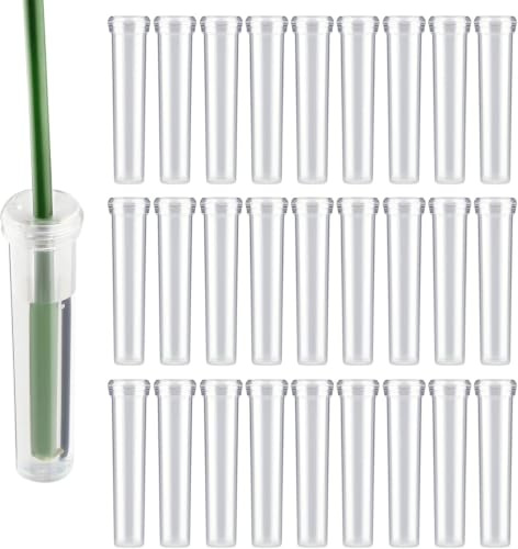 AIEX 48 Stück Wiederverwendbare Blumenröhren aus Kunststoff mit Silikonstopfen für Blütenpflanzen, 7,2 x 1,8 cm (transparent)