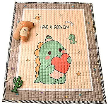 Kinder Baby Krabbeldecke Faltbare, Hiseng Baumwolle Groß Spielmatte Kinder Teppiche Rutschfeste Baby Bodenmatte Waschbare Krabbelmatte für Outdoor Spielteppich (Grünes Monster,145x195cm)